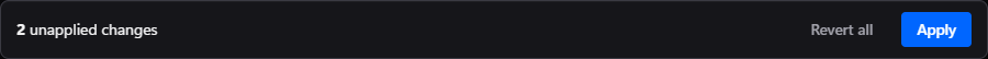 Draft settings: Revert all discards them; Apply sends them to the device.