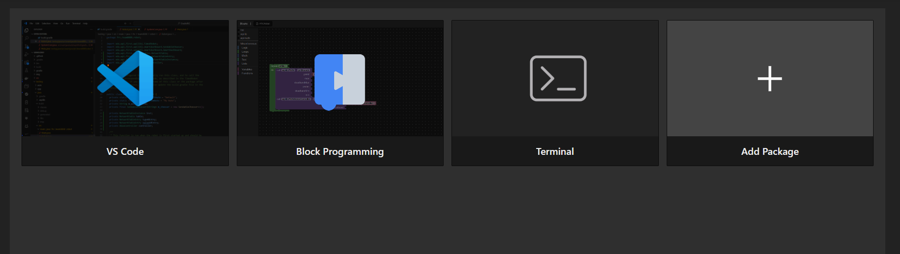 SystemCore home page. Add Package plus tile.